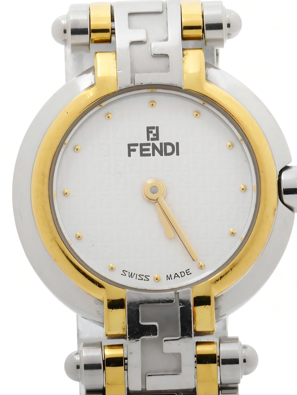 FENDI Zucca Watch Womens Two Tone Gold Silver Quartz